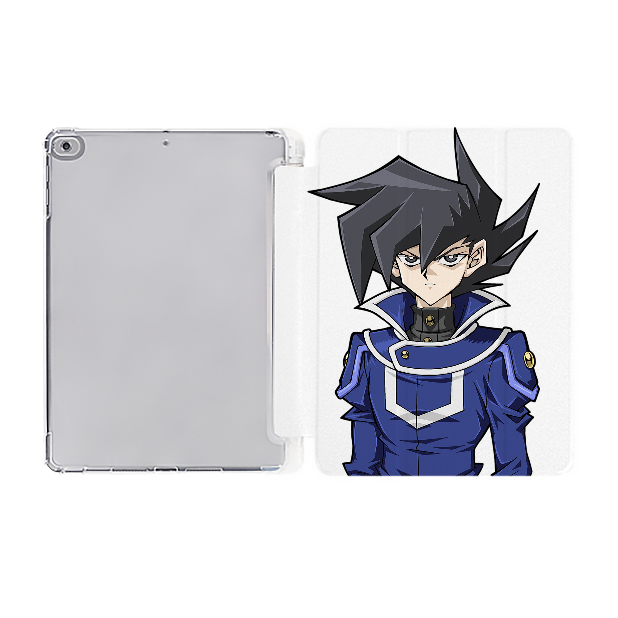 （画像用） 遊☆戯☆王 Yu-Gi-Oh! IPad ケース ペン収納付き 三つ折りスタンド PUレザー×シリコン 対応機種9.5/10.5/10.9インチ